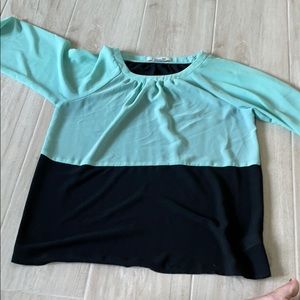 Blouse teal and black